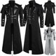 thumbnail image 1 of Vintage Halloween Medieval Steampunk Assassin Elves Pirate Costume Adult Men Black Long Split Jacket Gothic Armor Leather Coats, 1 of 4