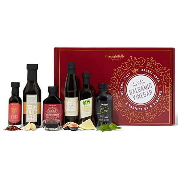 Thoughtfully Gourmet Barrel-Aged Balsamic Vinegar Holiday Gift Set, 6 Flavored Varieties