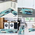 thumbnail image 5 of Turquoise Teal Modern Abstract Kitchen Rug Set,Black Grey Artistic Painting Decorative Runner Rugs with Rubber Backing,Throw Rugs Washable for Kitchen Sink,Laundry Room,Standing Desk,Boho, 5 of 6