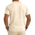thumbnail image 5 of Mens Polo Shirts Short Sleeve Summer Button Linen Shirt Casual Collared Lightweight Polo Tops Khaki 4XL, 5 of 8