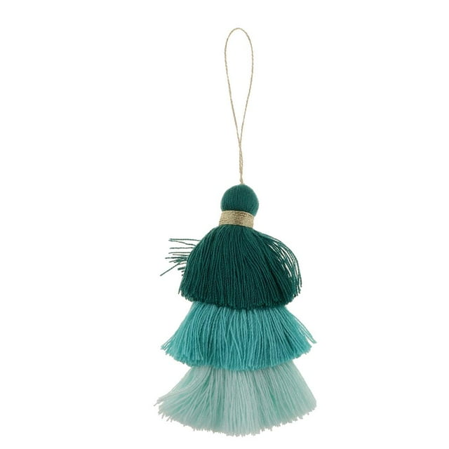 1 mini borlas de algodón tricolores para hacer joyas. Verde azul claro azul