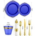 thumbnail image 3 of 350 Piece Clear Blue Plastic Dinnerware Set for 50 Guests, Fancy Disposable Plates, Include: 100 Blue Rim Plastic Plates, 150 Silverwares, 50 Pre Rolled Napkins, 50 Cups for Party, Wedding, 3 of 14