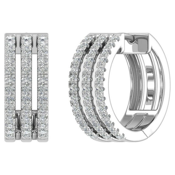 3/4 Carat Diamond Hoop Earrings in 14K White Gold (SI1-SI2 Clarity)