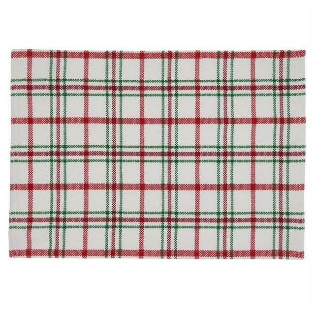SARO 1783.RG1319B 13 x 19 Po Rouge Oblongue & Sets de Table Design à Carreaux Verts Lot de 4
