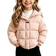 thumbnail image 6 of Kids Winter Hooded Puffer Coat, Girls Thick Warm Windproof Long‑Sleeve Solid Color Outerwear for Cold Winter Days | CSEONE, 6 of 9