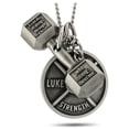 thumbnail image 2 of Women's Antique Finish Combo Necklace-Phil 4:13 Dumbbell/Luke 1:37 Weight Plate by Shields of Strength, 2 of 4