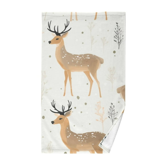 Cute Deers Cotton Face Towels Soft Hand Towel Absorbent Bathroom Towel for Kitchen Hotel Decoration