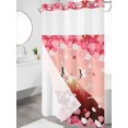 thumbnail image 3 of No Hook Shower Curtain with Snap-in Liner, Pink Mountains Waterproof Fabric Bathroom Curtains, Modern Aesthetic Cherry Blossoms Cranes Bath Curtains & Mesh Top Window Narrow 36"x78", 3 of 9