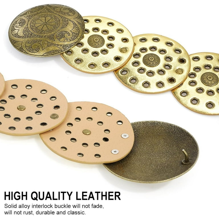 Zhengup Wide Disc Belt for Women Vintage Leather Hollow Out  display picture 1
