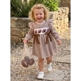 thumbnail image 6 of RUINIXCW Kids Toddler Baby Girl Football Dress Outfit Infant Baby Girl Fall Gingham Plaid Dress Clothes Rugby Embroidery Long Sleeve A-line Dress, 6 of 9