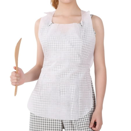 

10pcs Disposable Antifouling Non-woven Apron Durable Waterproof Oil-Proof Apron for Cooking Home (White)