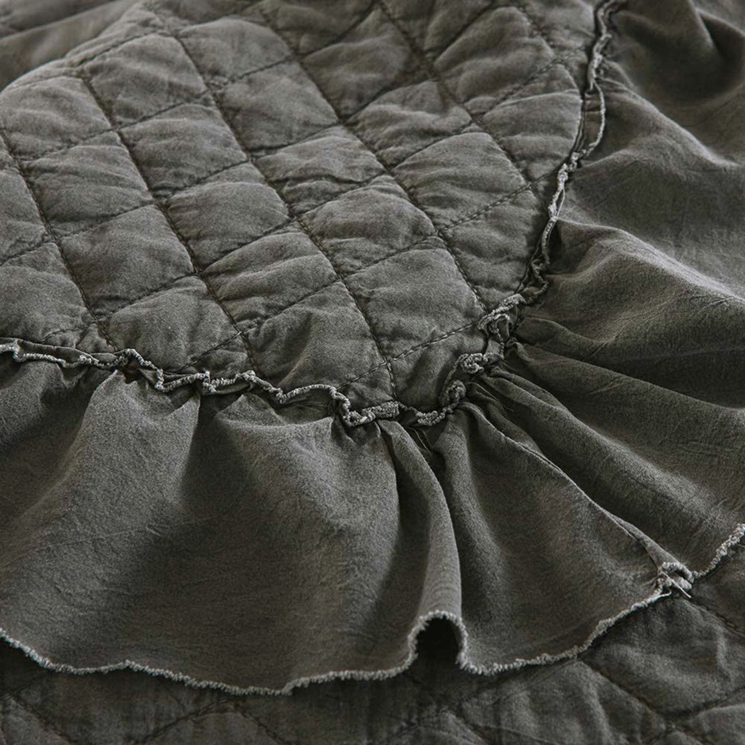 JML 3 Piece Quilt Set Queen,Stone Washed Microfiber Bedspread Coverlet,Dark Grey 88"x92"