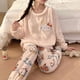 thumbnail image 4 of Conjunto de pijama Kawaii Sanrio Hello Kitty para mujer, ropa de casa de terciopelo Coral suave, Jersey, pantalones, lindo, pijama de felpa, 2 piezas, 4 of 4
