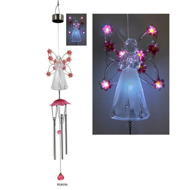 Fiudx Campanilla de Viento Solar, Decoración de Jardín con Energía Solar, Sonido de Campana Suave para Sanar, Iluminación Ecológica, Decoración para Patios y Balcones, Fácil Instalación, Tamaño 10 X