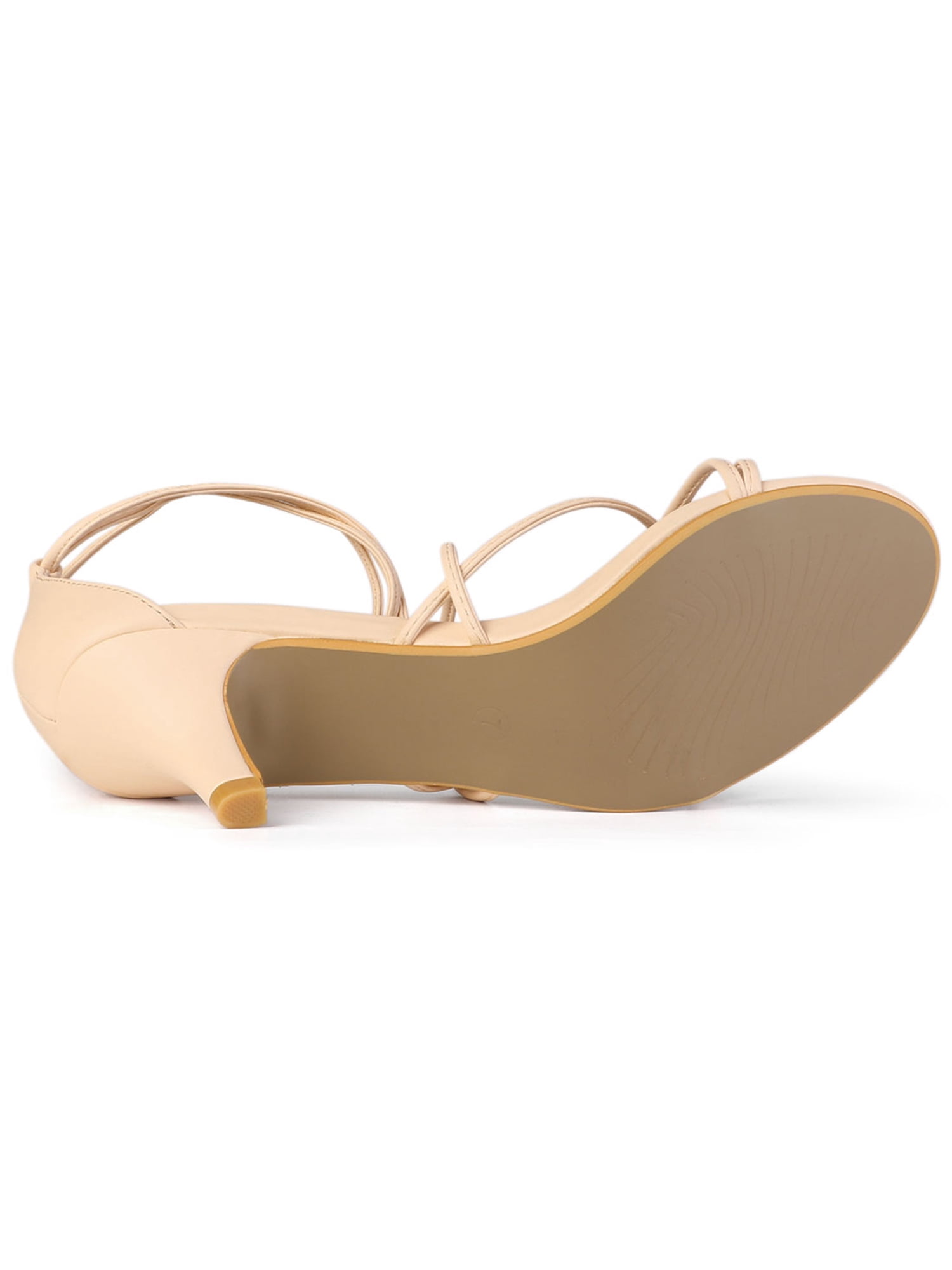 DARING DIVA Women's Strappy Kitten Heel Lace Up Sandals Beige 9