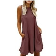 thumbnail image 2 of Robe d'Été pour Femmes 2024 Mode Grande Taille Printemps et Col Suspendu Jupe Grand Dos Robe Sans Manches Col Rond 50 % de Réduction!, 2 of 9