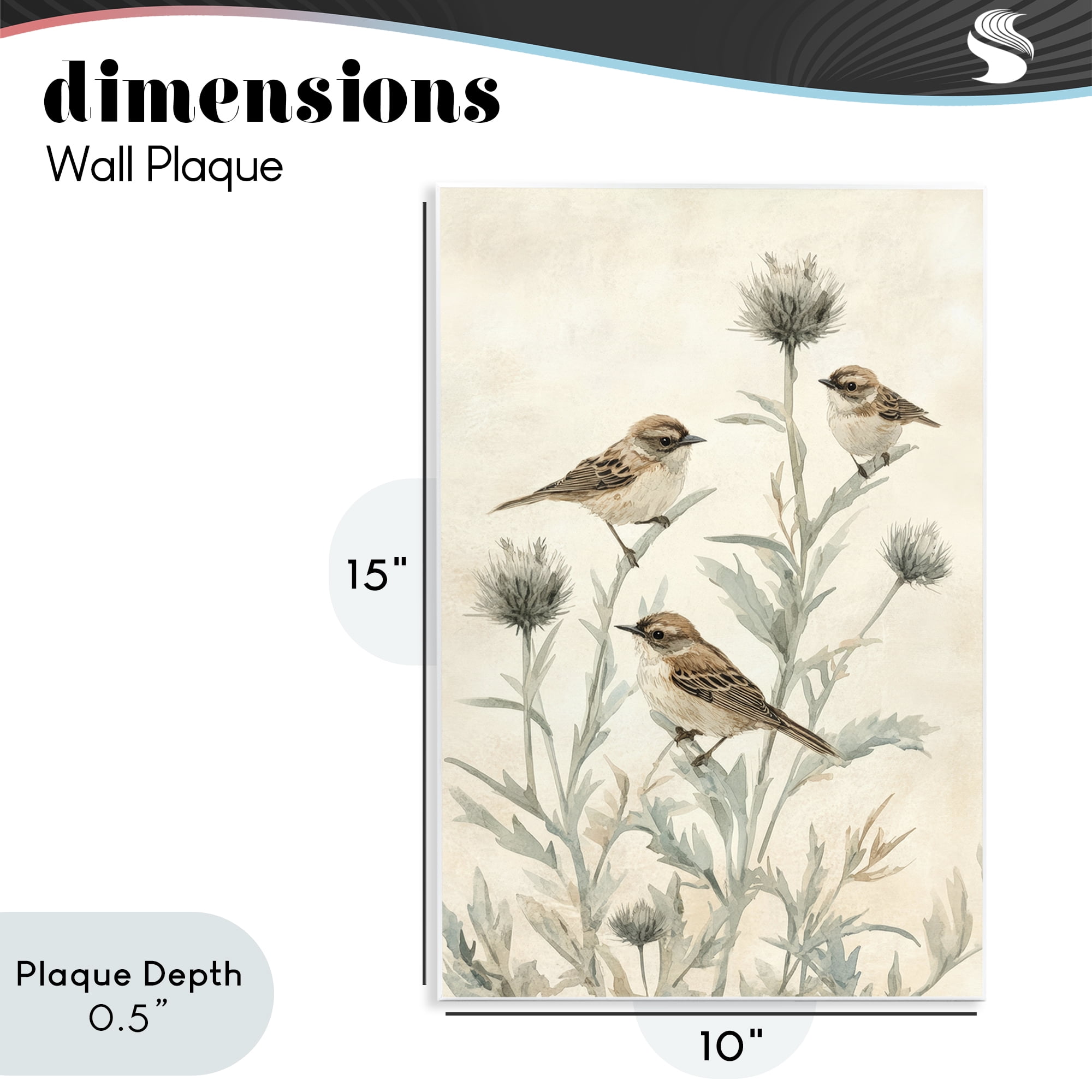 Stupell Industries Sparrows on Thistle Stems Wall Plaque Art, design by Petal Prints Design