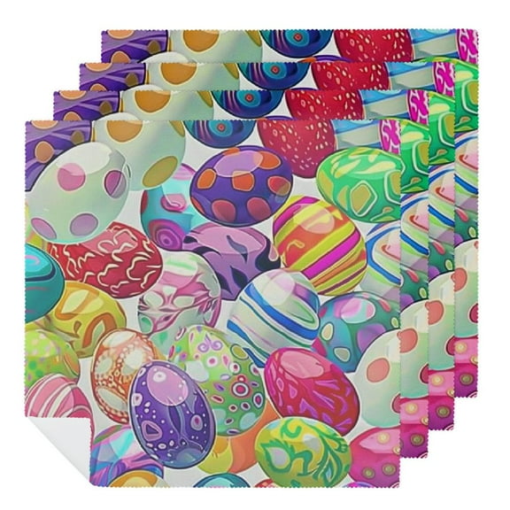 Qinduosi Easter Eggs Cloth Napkins Polyester Colorful Eggs Dinner Napkins Great for Dining Special Occasions or Dinner Parties 2 PCS