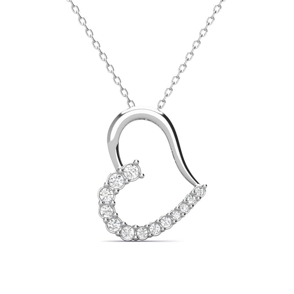 Cate & Chloe Capri 18k White Gold Plated Heart Necklace with Swarovski Crystals Gift for Women