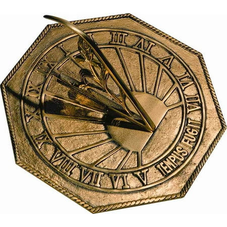 Brass Happiness Sundial - Classic Octagonal Sundial with Latin Motto