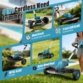 thumbnail image 3 of 21,000RPM Cordless Electric Weed Wacker, 1000W Brushless Weed Eater with Wheels, 9" 4-in-1 String Trimmer Lawn Edger Mini Lawn Mower Brush Cutter, 21V, 2×4.0Ah Batteries, 3 of 12