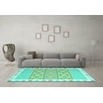 thumbnail image 3 of Ahgly Company Machine Washable Indoor Square Abstract Turquoise Blue Contemporary Area Rugs, 3' Square, 3 of 4