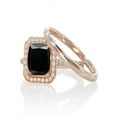 thumbnail image 2 of 1.50 Carat Princess cut Black and White Diamond Halo Bridal Set in 14k Rose Gold sapphire and diamond engagement ring, 2 of 2