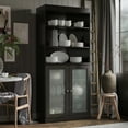 thumbnail image 4 of Palace Imports 100% Solid Wood 32" Pantry Cabinet with Frosted Glass Doors and Adjustable Shelves, Black, 4 of 7
