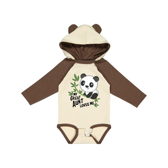 Inktastic My Great Aunt Loves Me- Cute Panda Boys or Girls Long Sleeve Baby Bodysuit