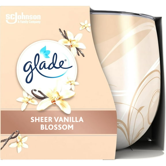 Glade Jar Candle, Scented Candle Infused with Essential Oils, Up to 29 Hour Burn Time, Vanilla Blossom, 120g