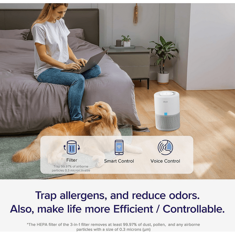 LEVOIT Air Purifiers for Home Large Room with Extra Hepa Filter, Captures  Smoke, Dust and Pollen for Bedroom with Air Quality Monitor, Sleep Mode