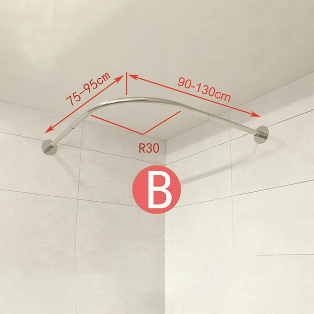 Estante para Barra de Cortina de Ducha de Esquina en Forma de L de Acero Inoxidable 304 Sin Instalación de Perforación, Baño, Tienda de Ropa, Privado , 70-95 X 90-130CM Macarena barra de cortina de ducha