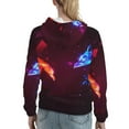 thumbnail image 7 of Daiia Futuristic Red And Blue Bird Pattern Women's Fashion Hoodies & Sweatshirts with Kangaroo Pocket Hooded Sweatshirt with Eye-catching Drawstrings-Small, 7 of 7