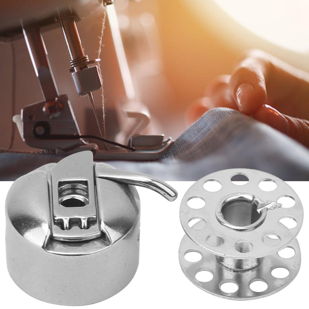 Tebru 10Pcs Sewing Bobbin Metal + 2Pcs Sewing Bobbin Case Fit for Old