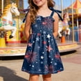 thumbnail image 2 of dmqupv Girls Patriotic Dresses Girls Dress Toddler American Flag Dresses Flutter Sleeve Patriotic Clothes Independence Day Outfits Dark Blue,3-4 Years, 2 of 6