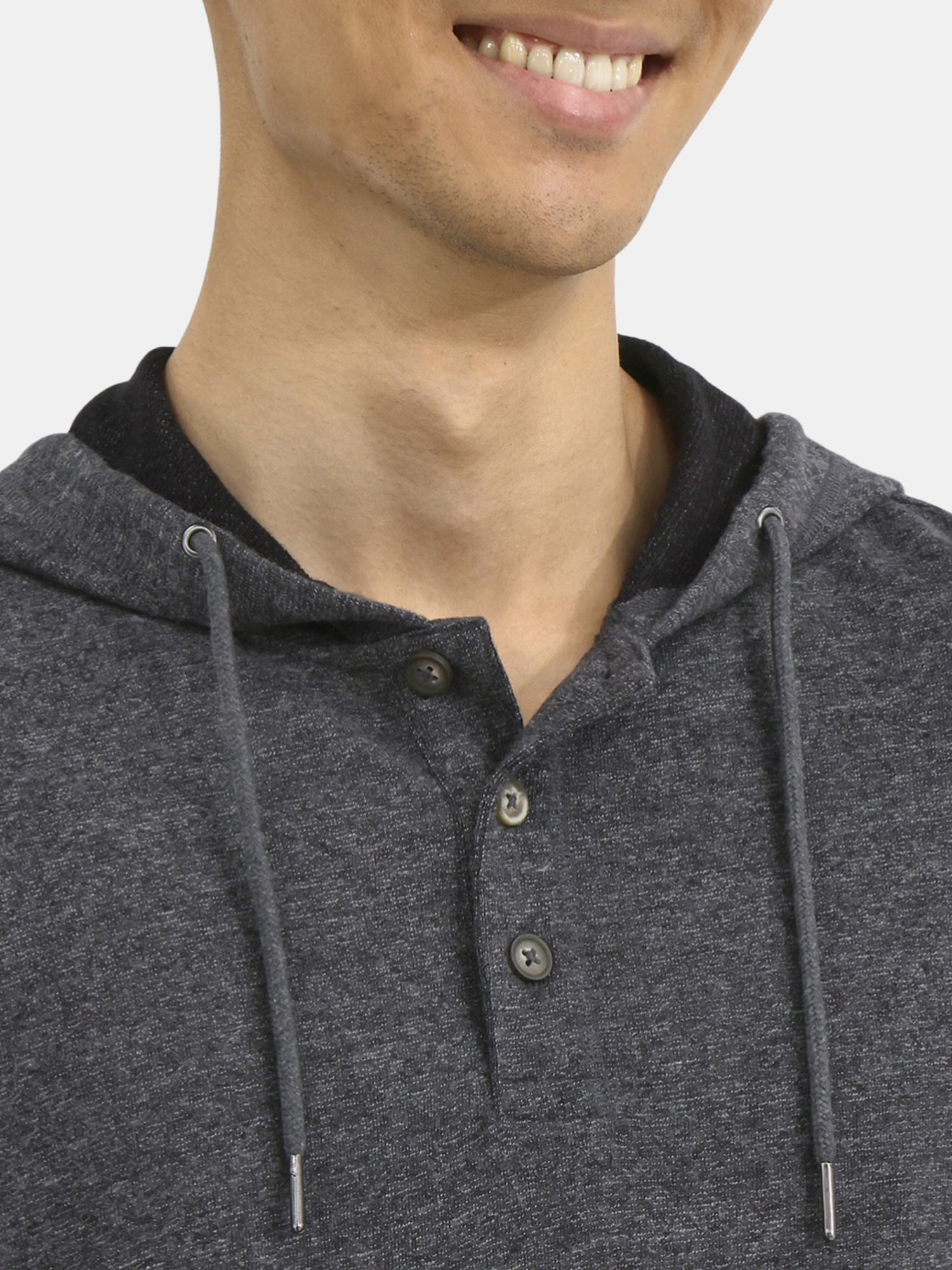 George Men's Button Henley Hoodie with Long Sleeves, Sizes S-3XL