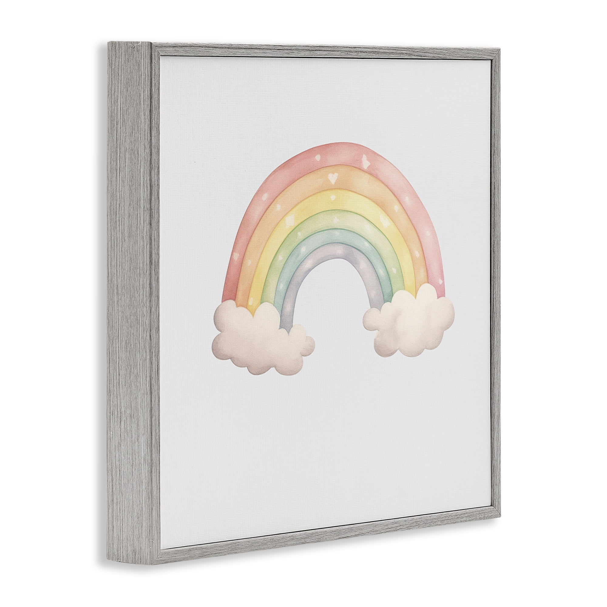Stupell Industries Dreamy Pastel Rainbow with Clouds Gray Framed Giclee Art, design by Karen Smith