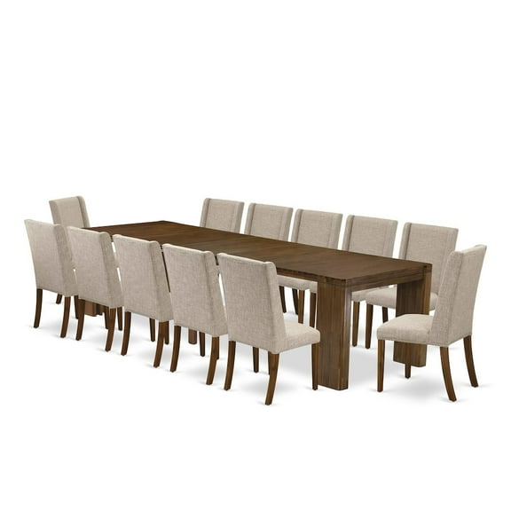 Luxe by East West Furniture 13 Pieces Extendable Dining Set Includes a Rectangle Kitchen Table