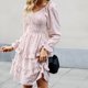 thumbnail image 4 of Vestidos de noche estampados florales Slim Fit Lady Comfy Ruffle Trim Streetwear Suit Hugtrwg Para estrenar, 4 of 7