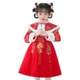 thumbnail image 1 of LUOGENLI Robe Enfants Filles Manches Longues Nouvel An Robe de Princesse Épaissie Chaude avec Manteau 2 Pcs Robe pour Filles 2025 Rouge 2-3 Ans, 1 of 4