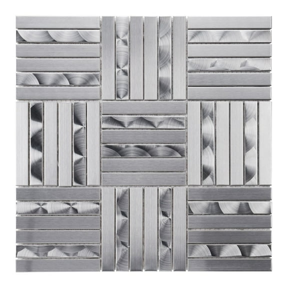 Modket TDH366SS Brushed Nickel Stainless Steel Metallic Swirling Parquet Mosaic Tile Backsplash