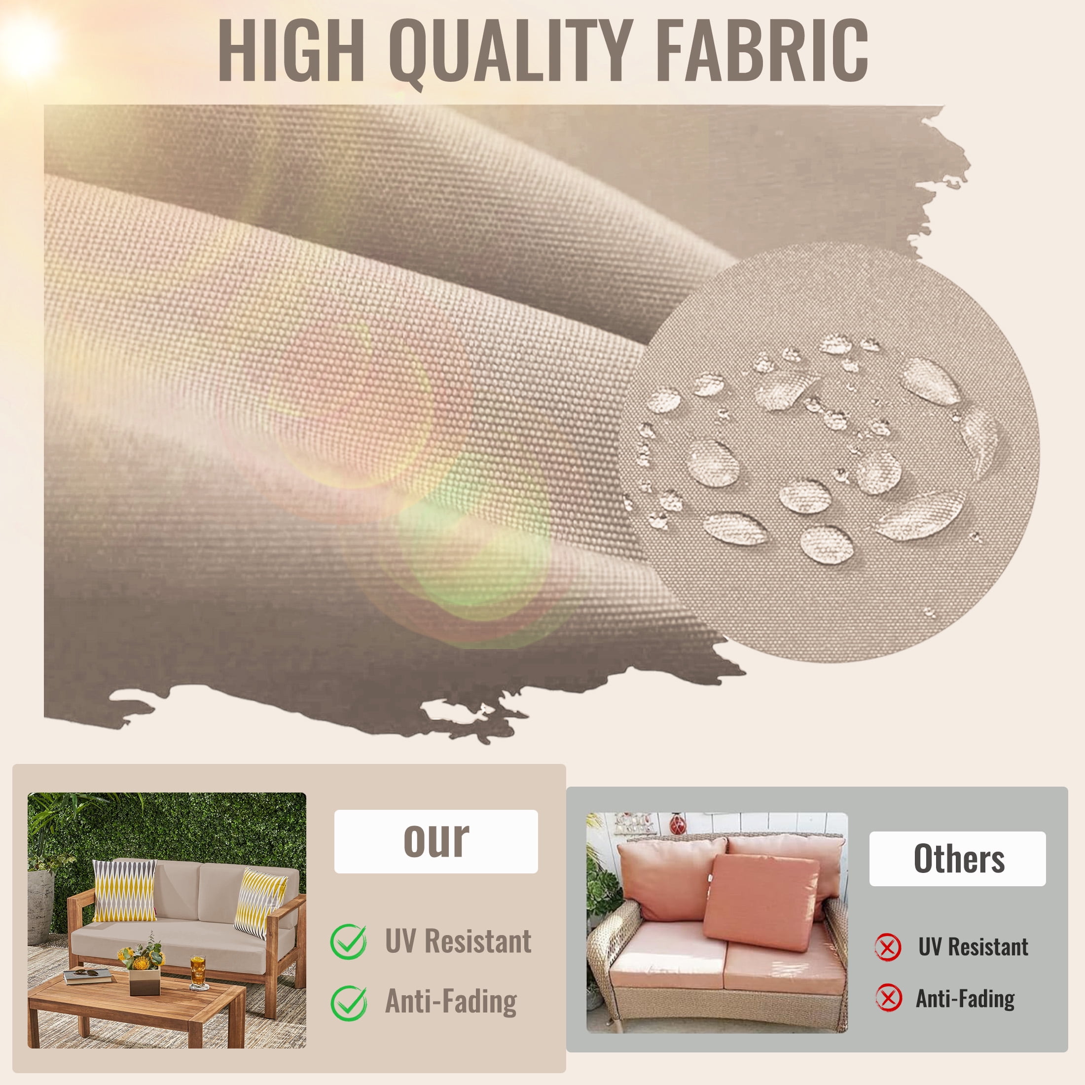 Geemuslly 48 x 24 Outdoor Loveseat Cushion Set, Waterproof & Fade-Resistant Patio Replacement Cushions for Sofa, Bench, or Swing – Thick Seat & Backrest Support,Khaki