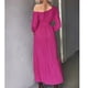 thumbnail image 4 of Vestido Largo, Vestido De Color Puro, Manga Farol, Casual, Un Hombro, Dobladillo Ancho Para Ir De Compras Para Niñas ANGGREK Otros, 4 of 7