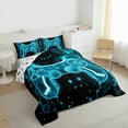 thumbnail image 3 of Manfei Neon Gamepad Boys Full Size Comforter Sets, Cyan Honeycomb Geometric Bedding Comforter Set, Modern Video Game Lover Reversible Bedding Sets, Microfiber Bedroom Decor, 3 Pieces, 3 of 8