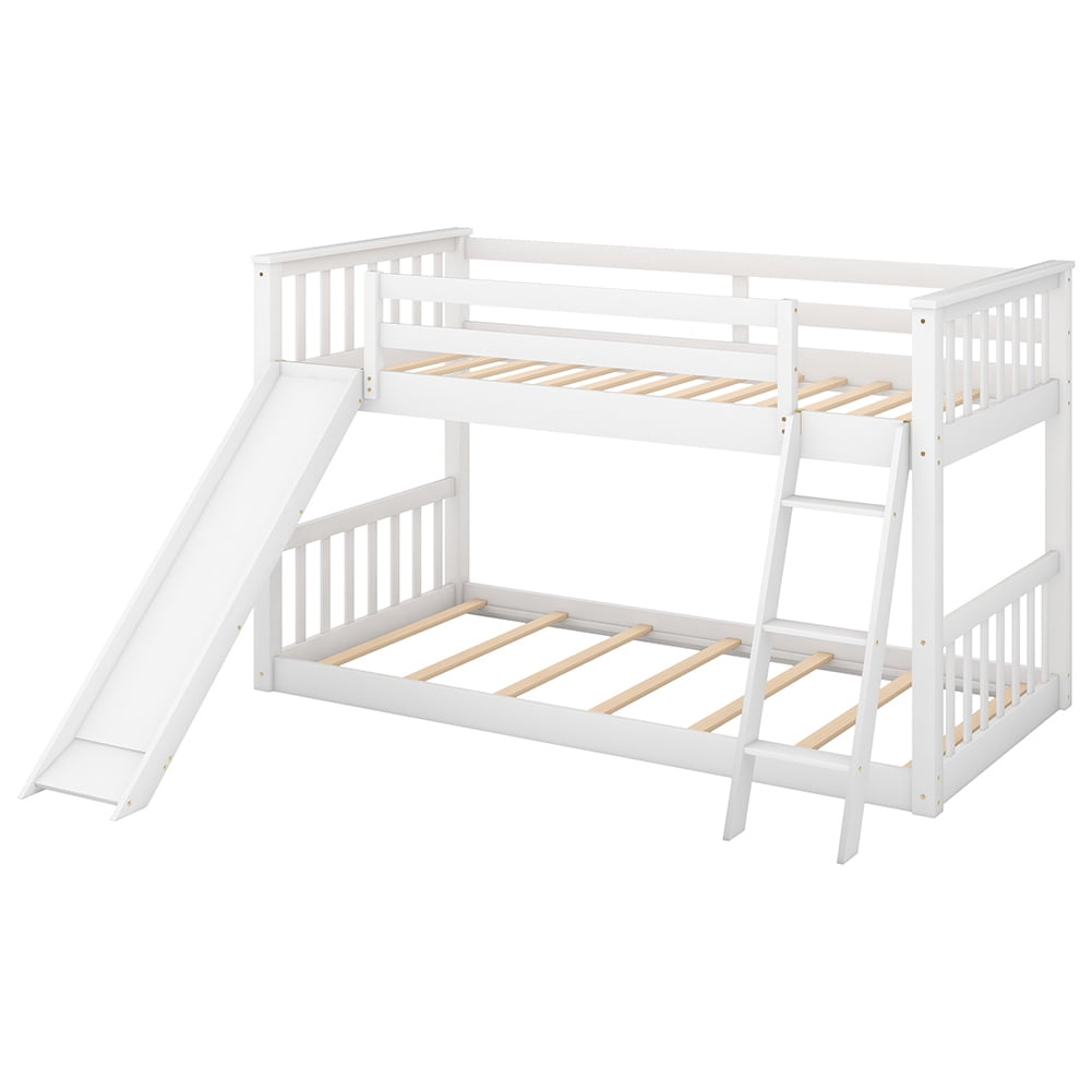 Kadyn Twin over Twin Loft Bed with Convertible Slide and Ladder, White
