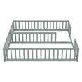 thumbnail image 4 of PORKISS Twin Size Floor Bed for Kids, Double Wood Montessori Bed Frame with Fence, Grey, 4 of 12