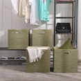 thumbnail image 5 of Cube Storage Bins 13×13 Polyester Foldable Box with Handles, Collapsible Organization Basket Set of 4 Large Capacity Drawer for Closet Shelf Cabinet Bookcase Bedroom, Green Beige, 5 of 12
