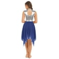 thumbnail image 4 of Alvivi Women's Lyrical Liturgical Praise Dance Wear Metallic Color Block Sleeveless Irregular Hem Dress Blue XL, 4 of 7