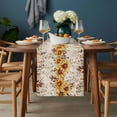 thumbnail image 3 of Rural Autumn Vintage Leaves Sunflower Table Runner-72 Inch Long Farmhouse Floral Table Runners Linen Burlap Tablerunner for Kitchen Dining Room Holiday Party, 3 of 9