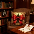 thumbnail image 6 of Virelaxpo Christmas Themed Linen Pillow Cover with Golden Bells and Red Bows, Festive Sofa Cushion for Living Room Bedroom Decoration, Luxury Red and Gold Color Scheme for Holiday Vibes, 6 of 6